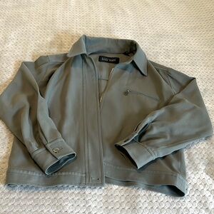 Ellen Tracy Wool Zip Up Bomber Jacket Casual Crop Utility